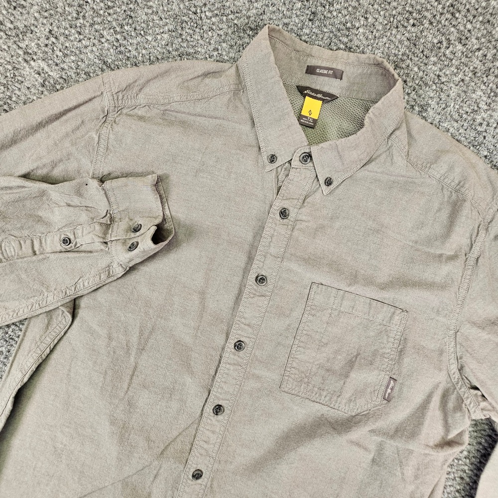Eddie Bauer Travex Mens XL Tall Classic Fit Button Down Shirt Brown L/S‎